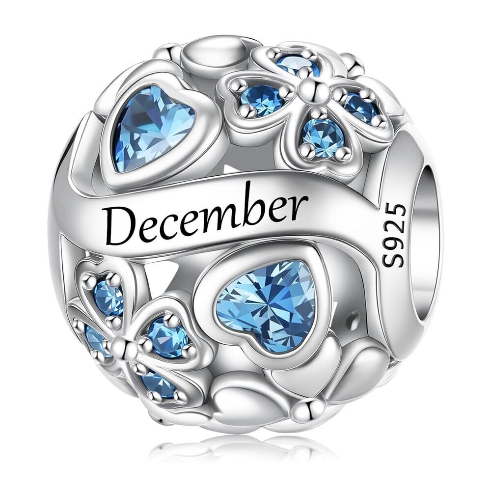 4468 925 Sterling Silver Birthstone Charms Fit for Bracelet and Necklace